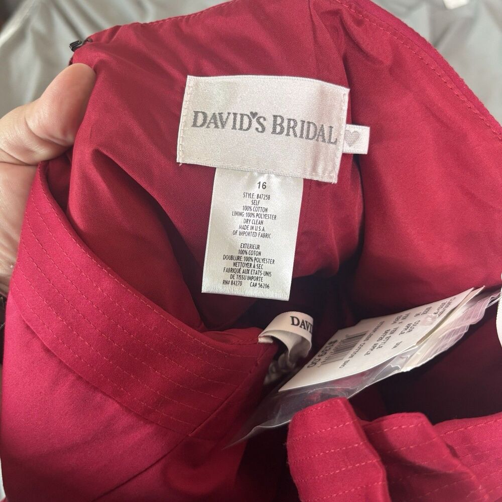 NWT!! David’s Bridal Short Strapless STYLE#84725 Size 16 Color Apple - Picture 7 of 14
